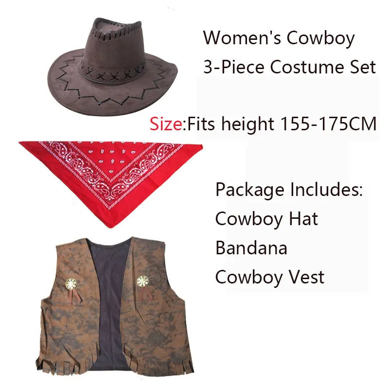 Kit Cowboy Western – Chapeau, Bandana et Gilet