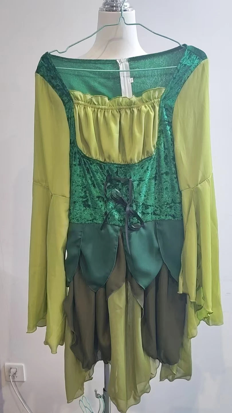 Robe de fée elfe verte avec ailes – du S au XXL – vue 5