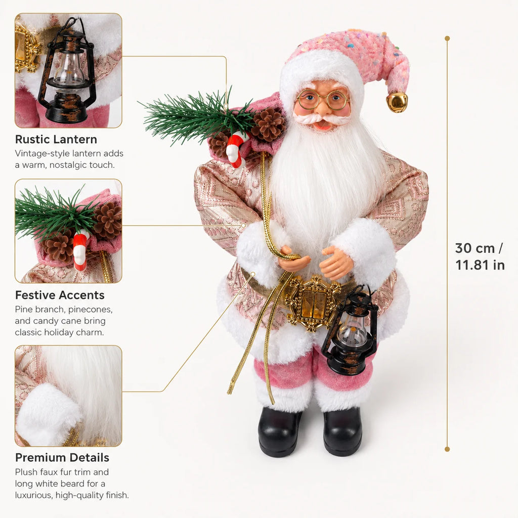 Figurine Père Noël 30 cm avec Lanterne – Décoration de Noël