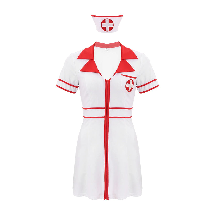 Déguisement Infirmière Femme Blanc – Robe et Coiffe S à 4XL