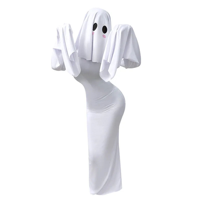 Robe Fantôme Blanche Femme avec Foulard – vue 4