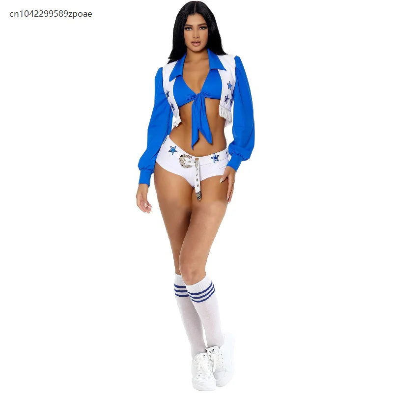 Déguisement Pom-Pom Girl Cow-Girl Bleue Femme XS à 4XL