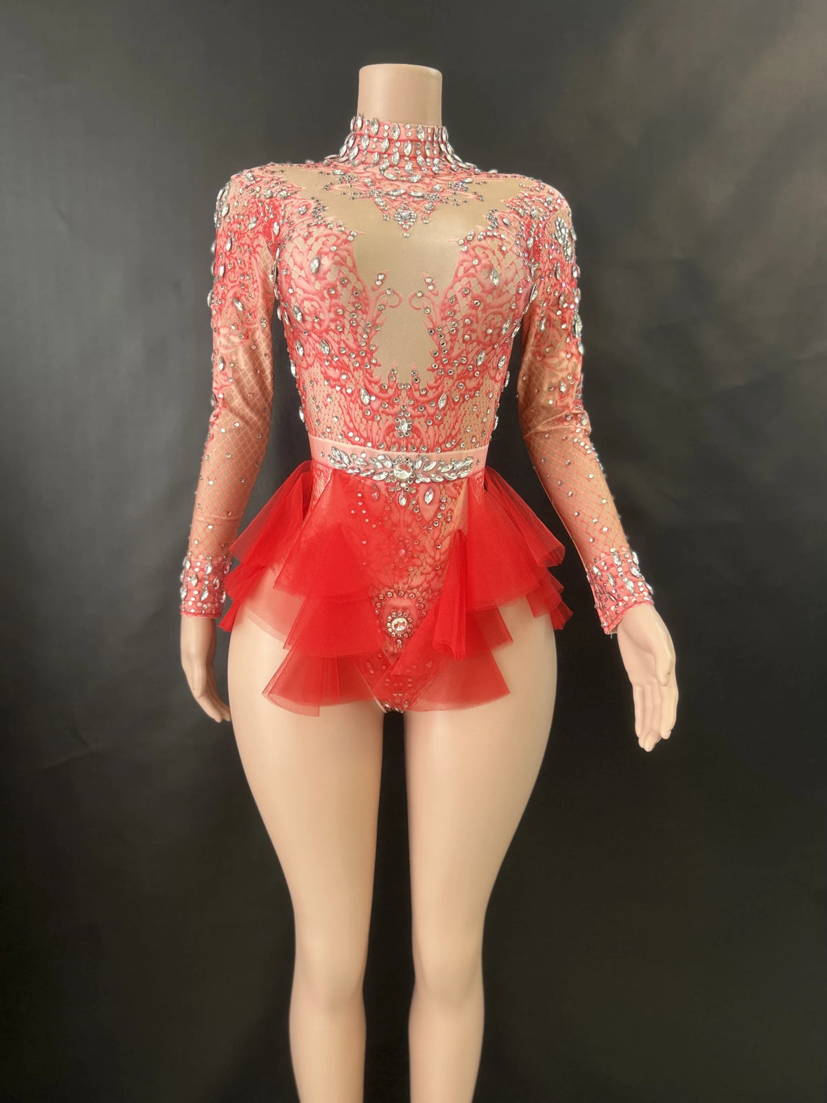 Body Strass Rose pour Femme – Tenue de Scène Pailletée – vue 6