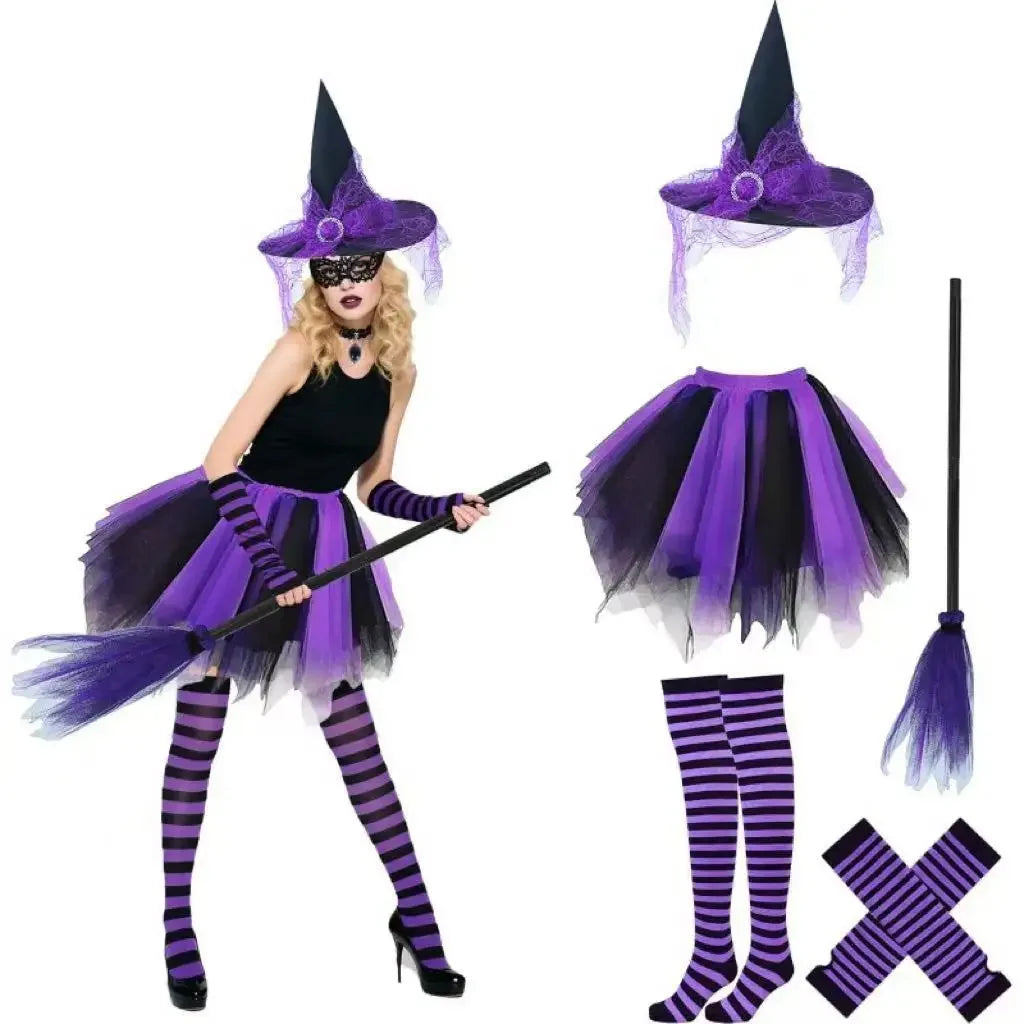 Ensemble Sorcière Violet et Noir Femme – 8 Modèles