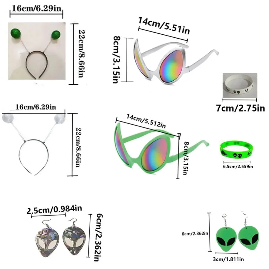 Kit Accessoires Alien – Serre-Tête Antennes et Lunettes – vue 10