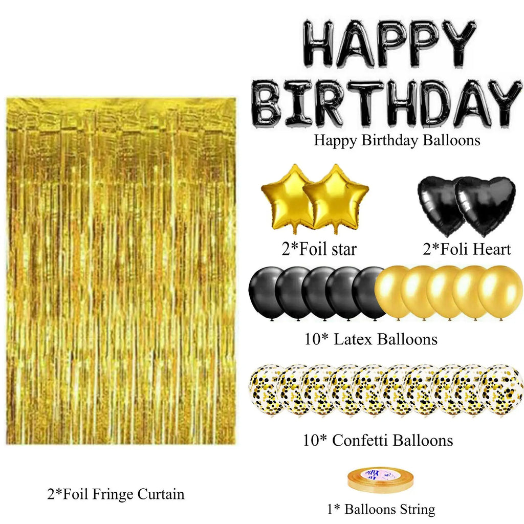 Kit Décoration Ballons Happy Birthday Or Rose avec Confettis – vue 6