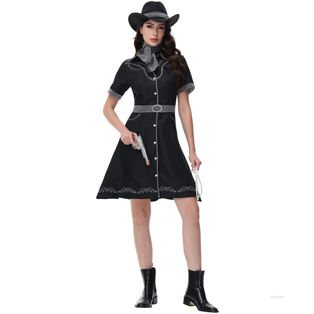 Déguisement Cowgirl Femme – Robe Noire Western – vue 2