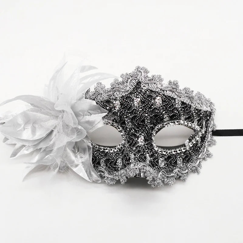 Masque de mascarade dentelle et rose Halloween – vue 7