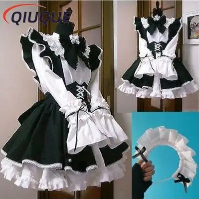 Robe de Soubrette Longue Noire et Blanche – Homme ou Femme S à 3XL