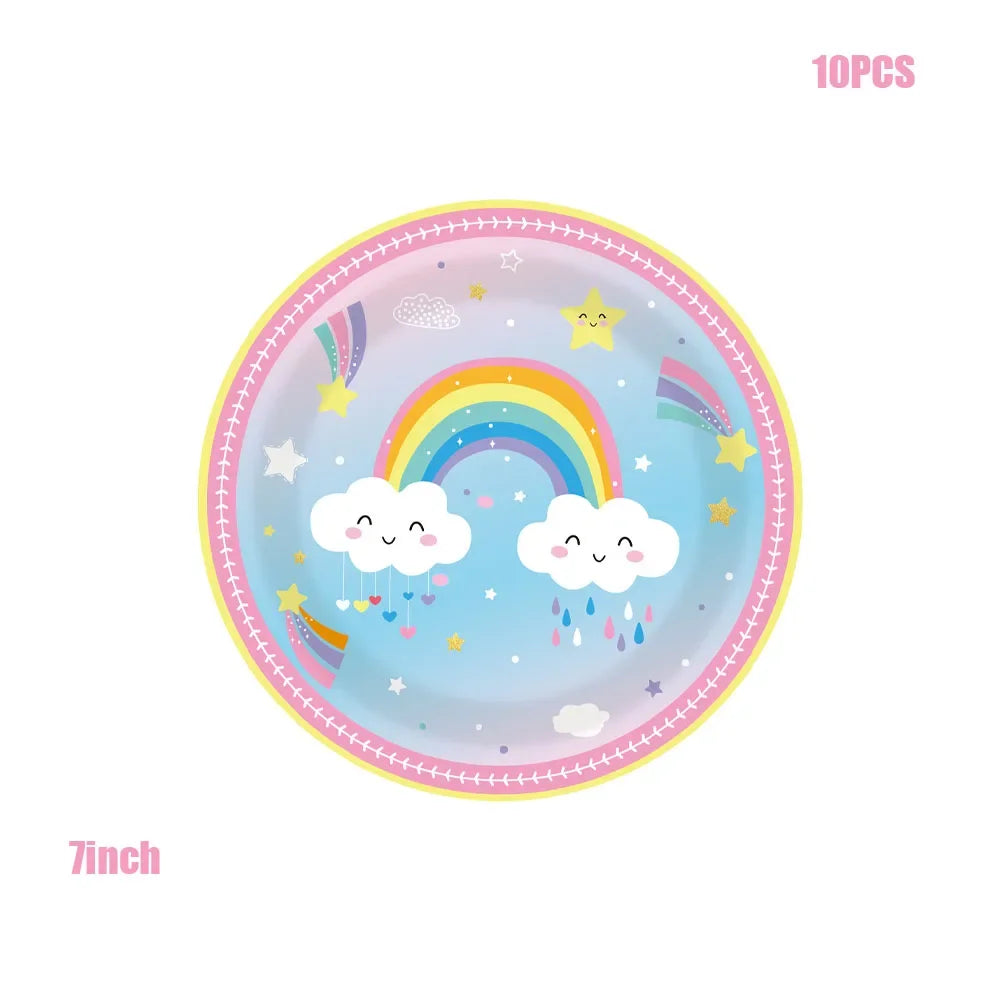 Vaisselle Jetable Nuage Arc-en-Ciel - Assiettes Gobelets Serviettes – vue 7
