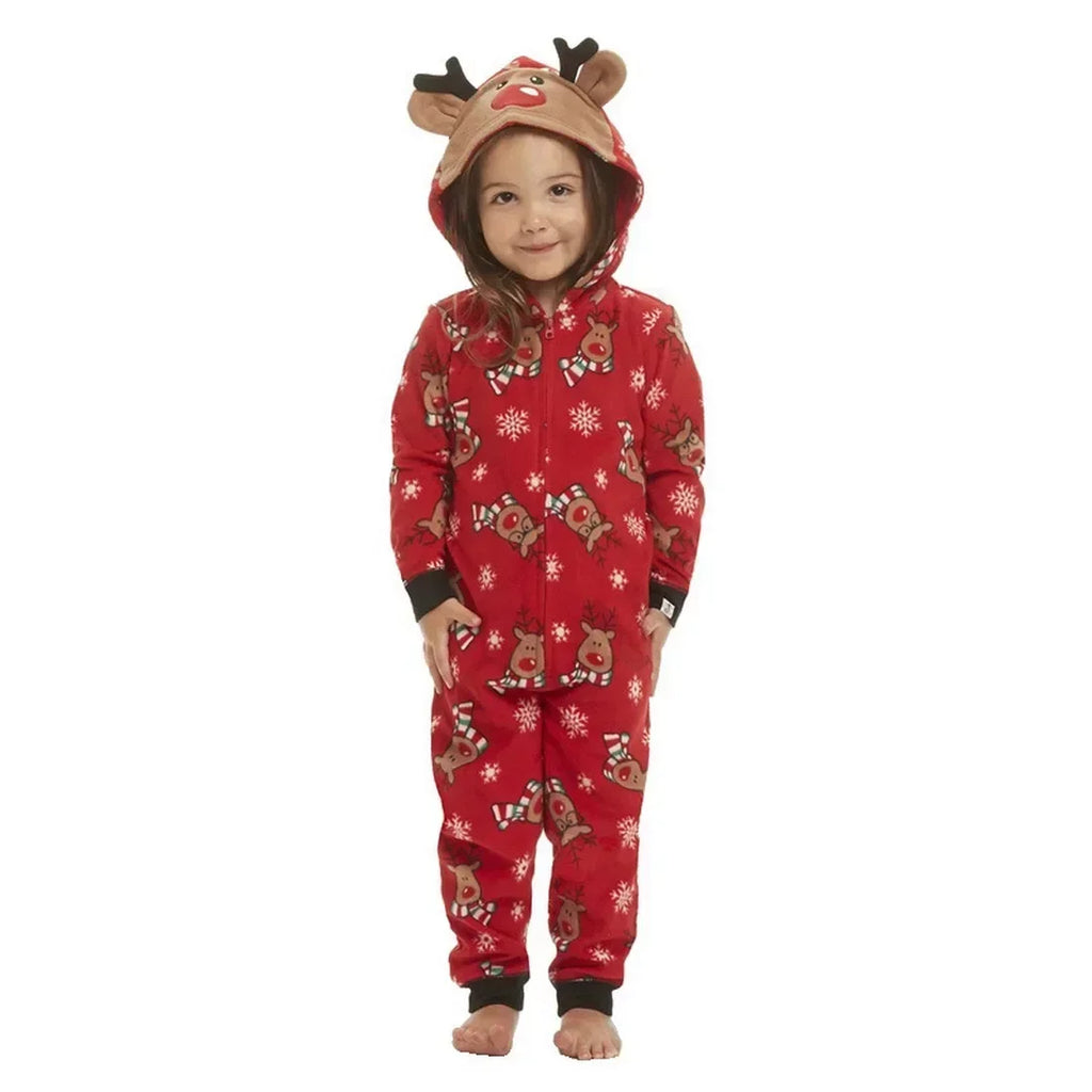 Pyjama Renne de Noël Famille – Combinaison à Capuche