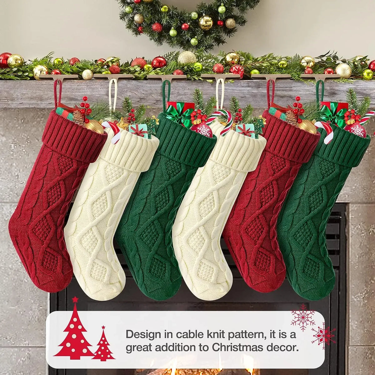 Grande Chaussette de Noël en Maille Torsadée