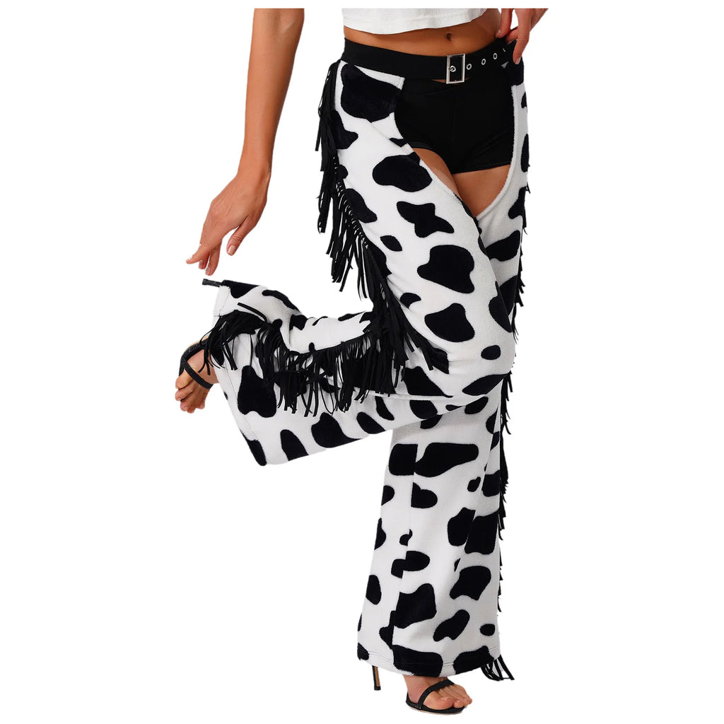Pantalon Cow-Girl Imprimé Vache à Franges – vue 3