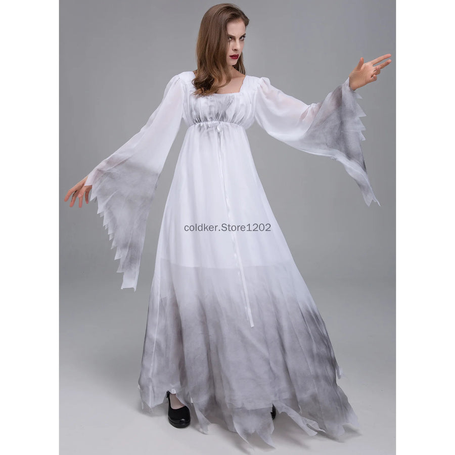 Robe Mariée Fantôme Halloween Femme – Blanche, S à XXL