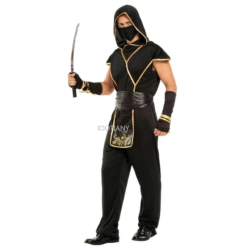Déguisement Ninja Samouraï Noir et Or Homme – vue 2