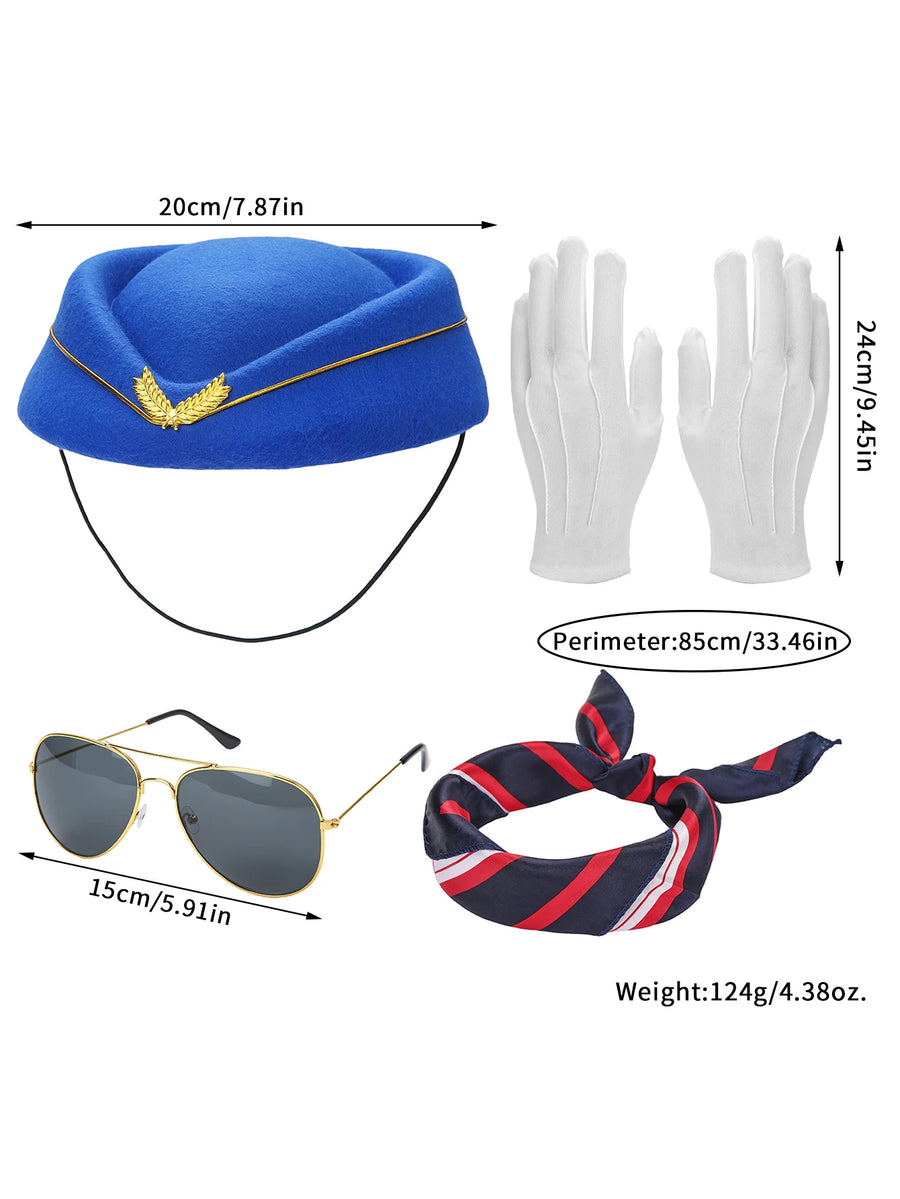 Kit Hôtesse de l'Air – Chapeau, Foulard, Gants et Lunettes – vue 2