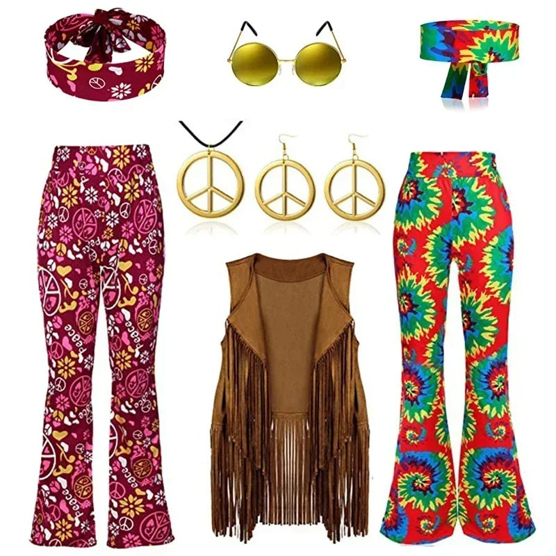Gilet Hippie Peace and Love à Franges