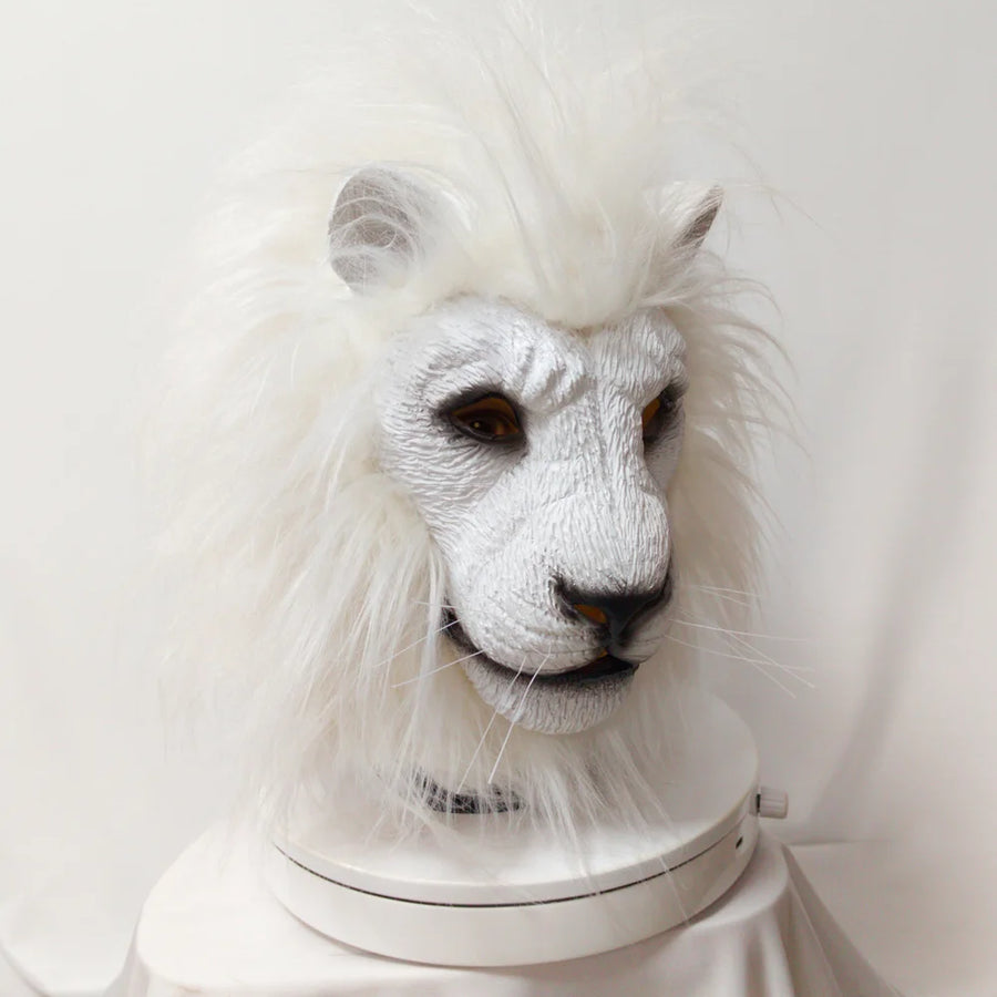 Masque Tête de Lion Blanc en Latex