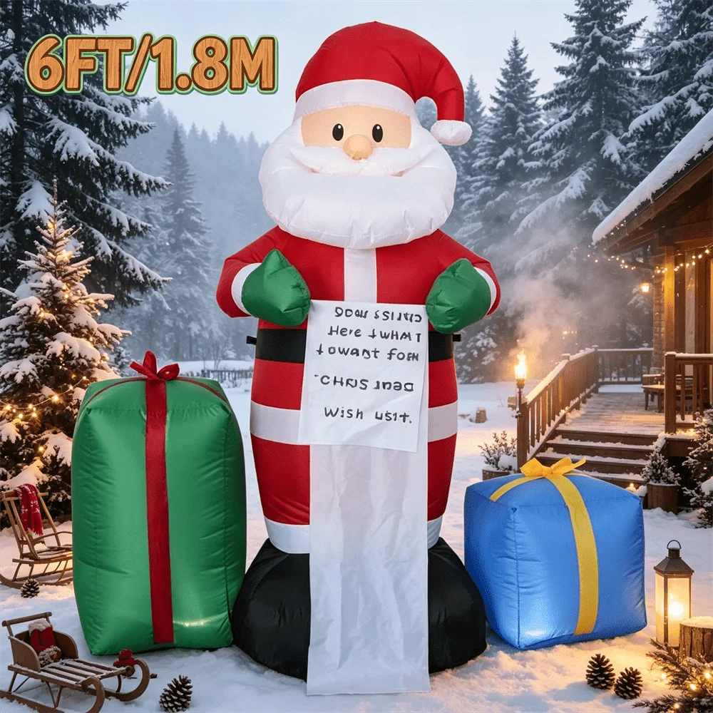 Père Noël Gonflable Lumineux 1,8 m avec Cadeaux – vue 2
