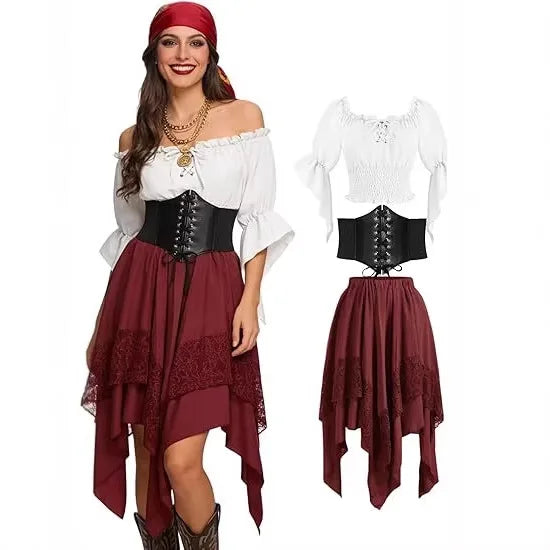 Déguisement Pirate Gothique Femme – Chemise et Jupe