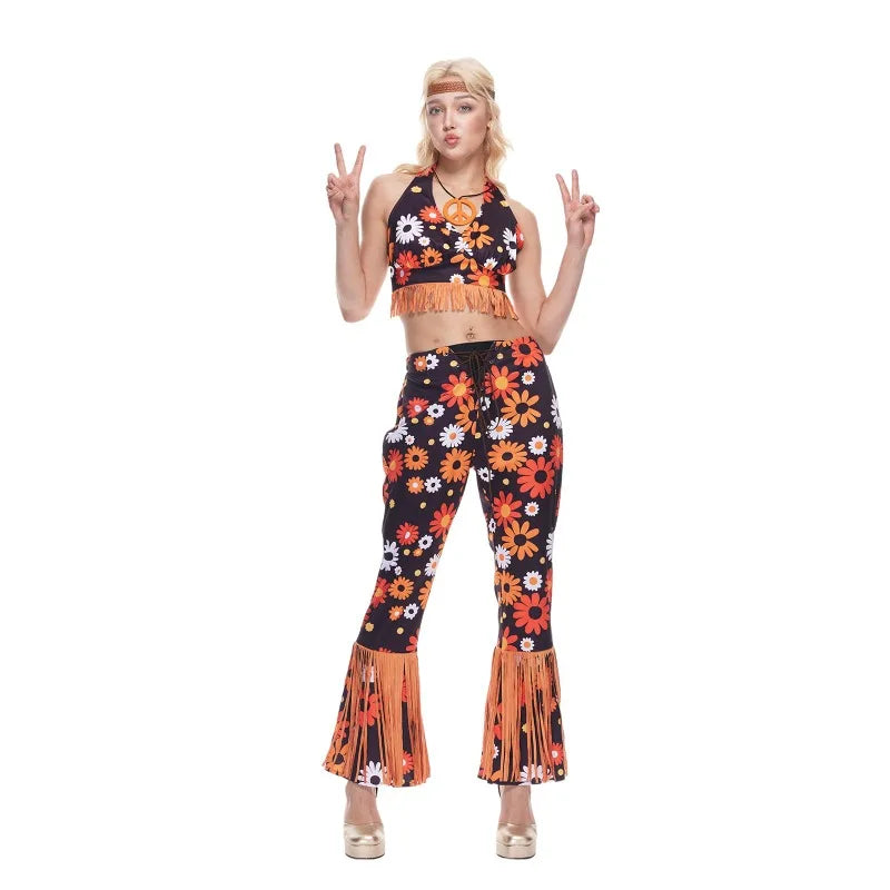 Déguisement Hippie Flower Power Années 70 Femme
