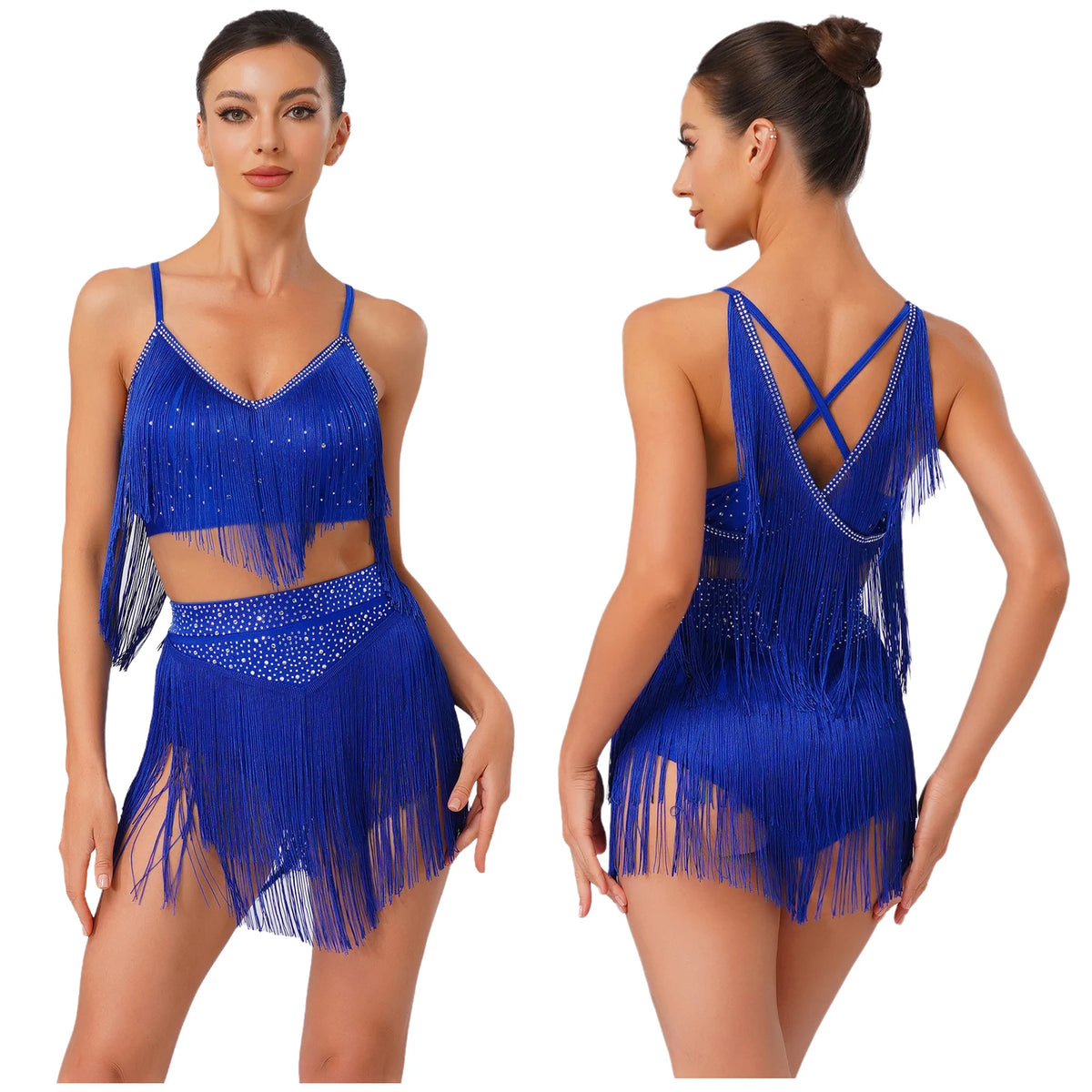 Costume de Danse Latine Femme - Haut à Franges et Jupe à Volants – vue 9
