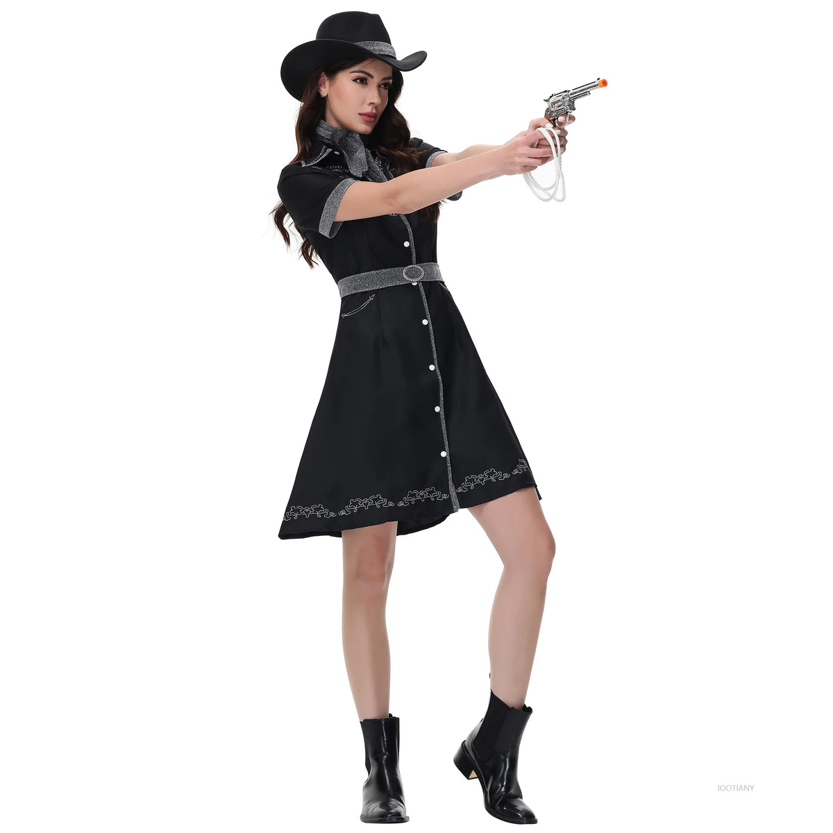 Déguisement Cowgirl Femme – Robe Noire Western – vue 5