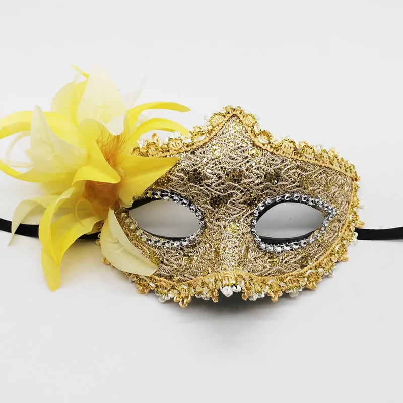 Masque de mascarade dentelle et rose Halloween – vue 10
