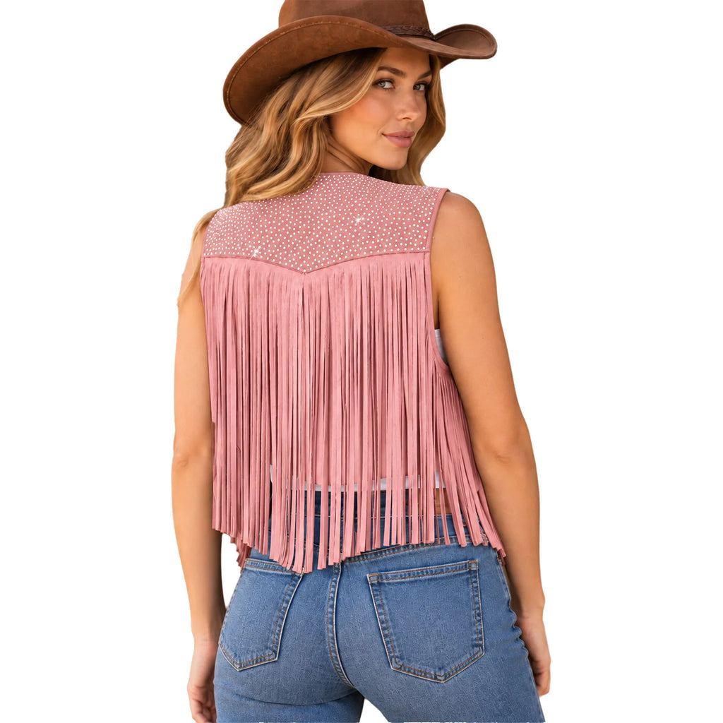 Gilet Cow-Girl à Strass et Franges