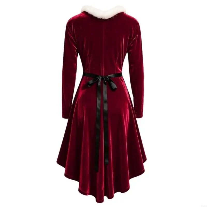 Robe Mère Noël à Franges Femme – Modèle Rouge – vue 3