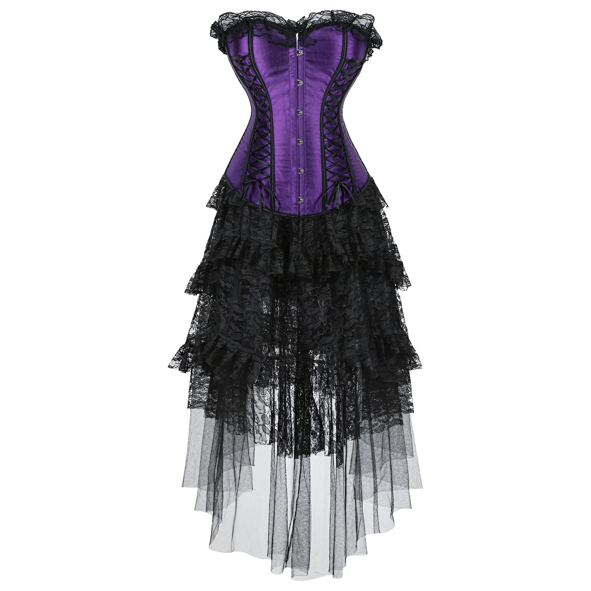 Corset Gothique Satin Femme – Haut ou Ensemble Jupe, S à 2XL