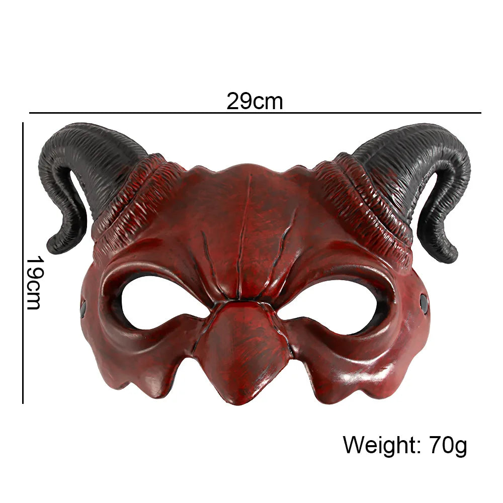 Demi-Masque Démon à Cornes de Taureau