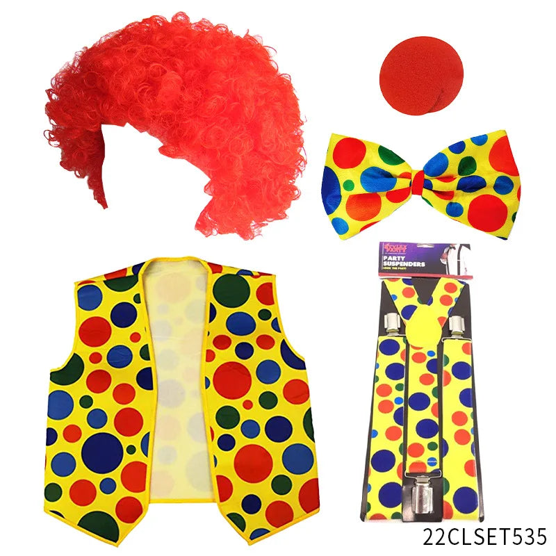Kit Clown – Nez, Perruque, Nœud Papillon et Chapeau