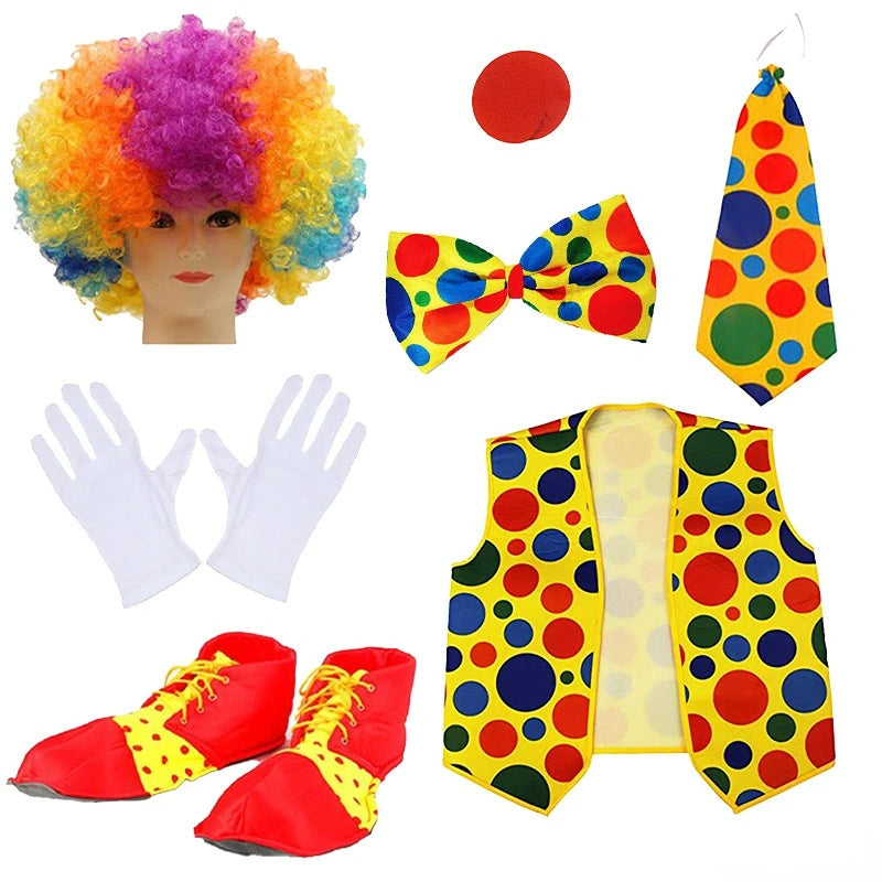 Kit Clown – Nez, Perruque, Nœud Papillon et Chapeau