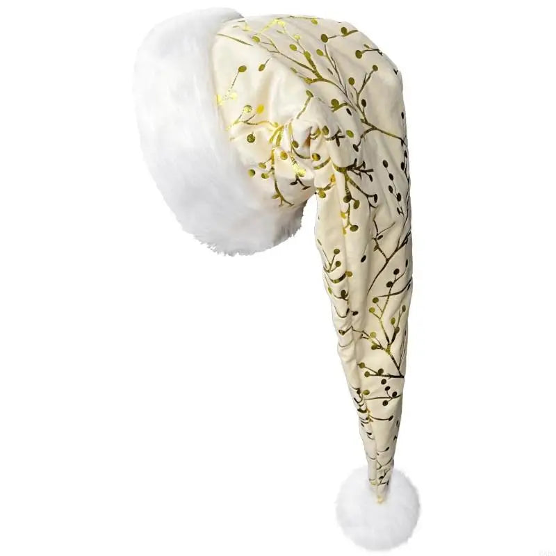 Bonnet de Noël à Motif Doré et Bordure Peluche – vue 8