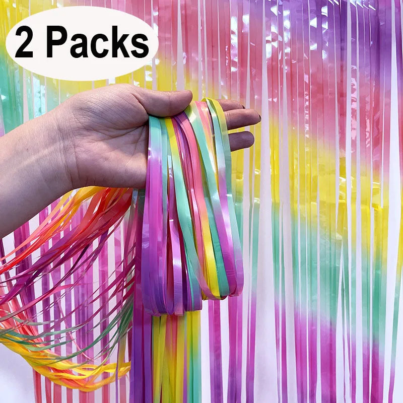 Rideaux à Franges Métallisés – Lot de 2, Plusieurs Couleurs