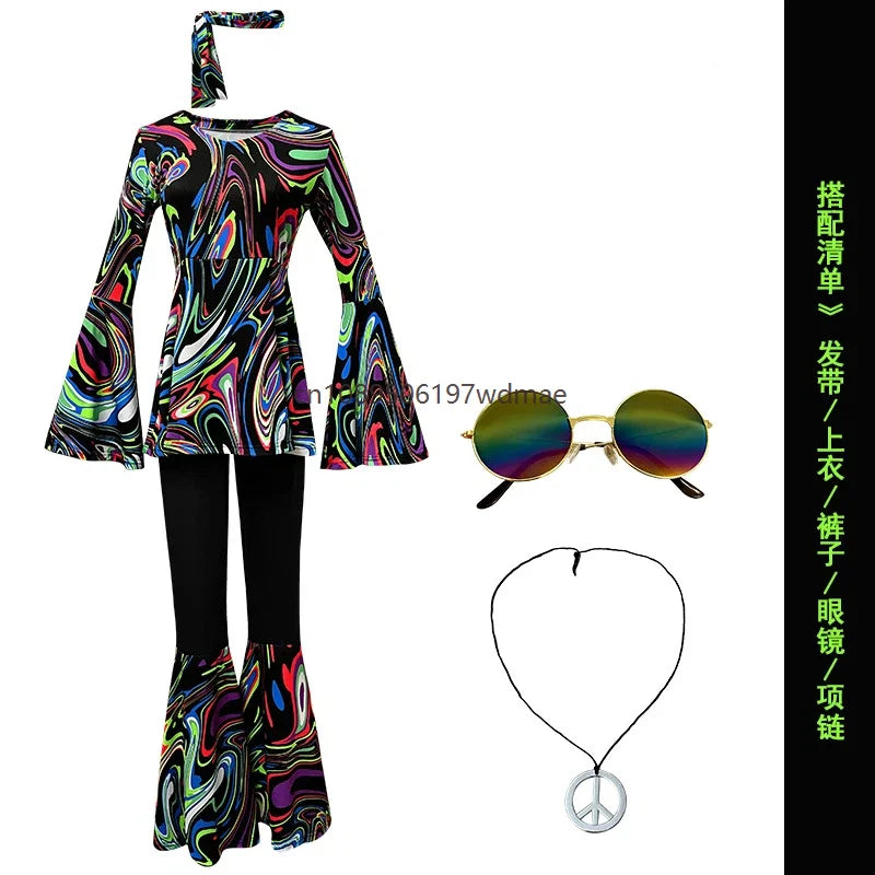 Tenue Disco Multicolore avec Bandeau