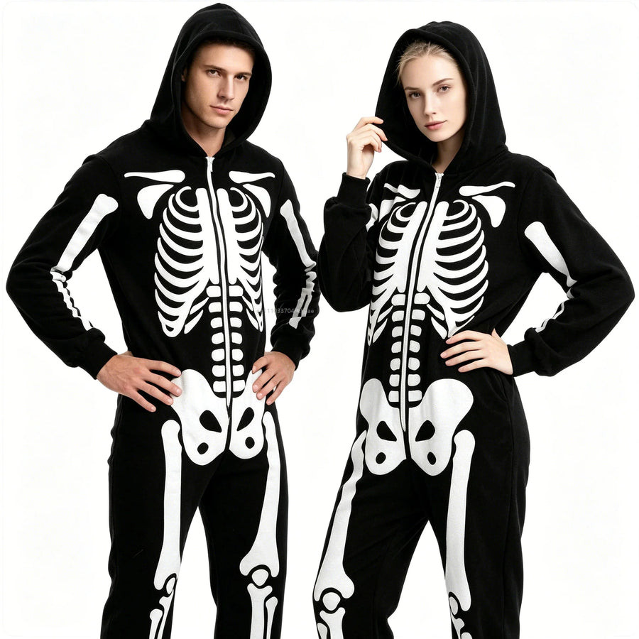 Combinaison Squelette à Capuche Couple