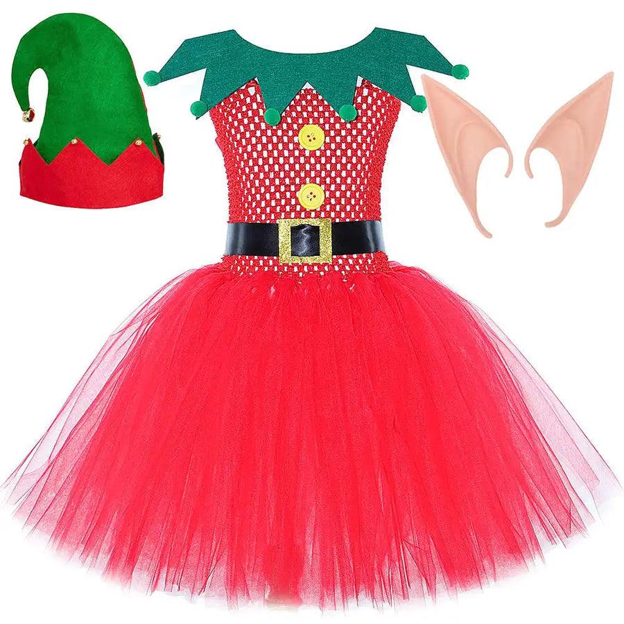 Robe Tutu Lutine Rouge et Verte Fille – vue 12