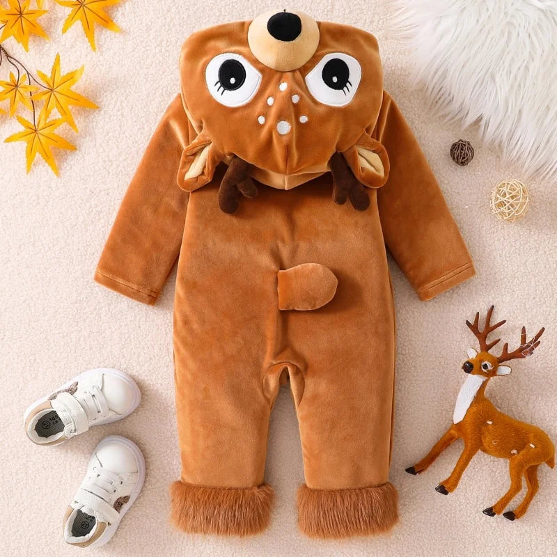 Déguisement Renne Bébé - Combinaison Peluche à Capuche – vue 4
