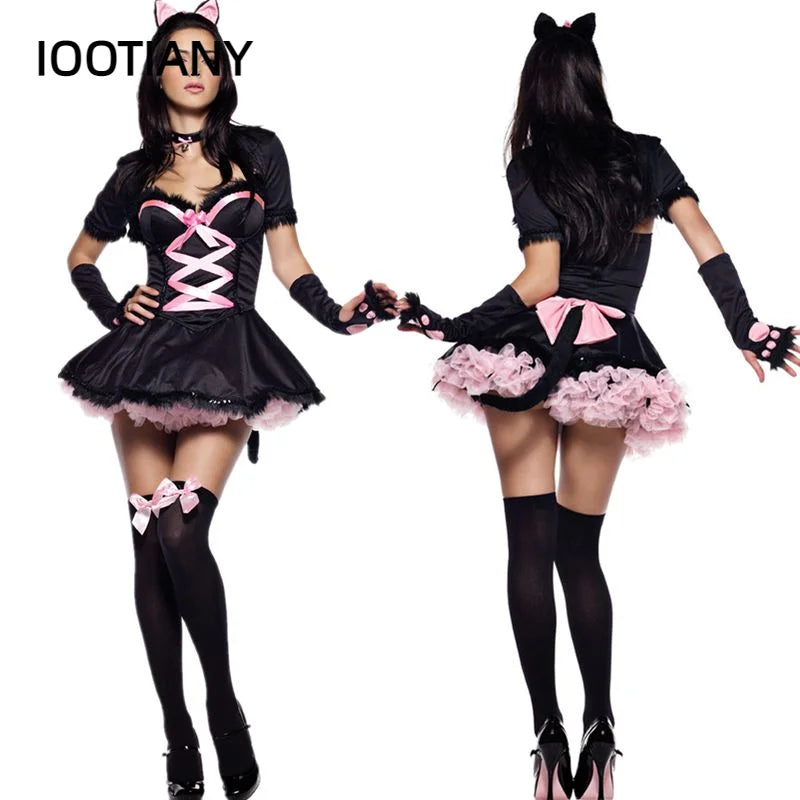 Déguisement Lapine Noire Sexy – Robe, Oreilles, Gants et Cape