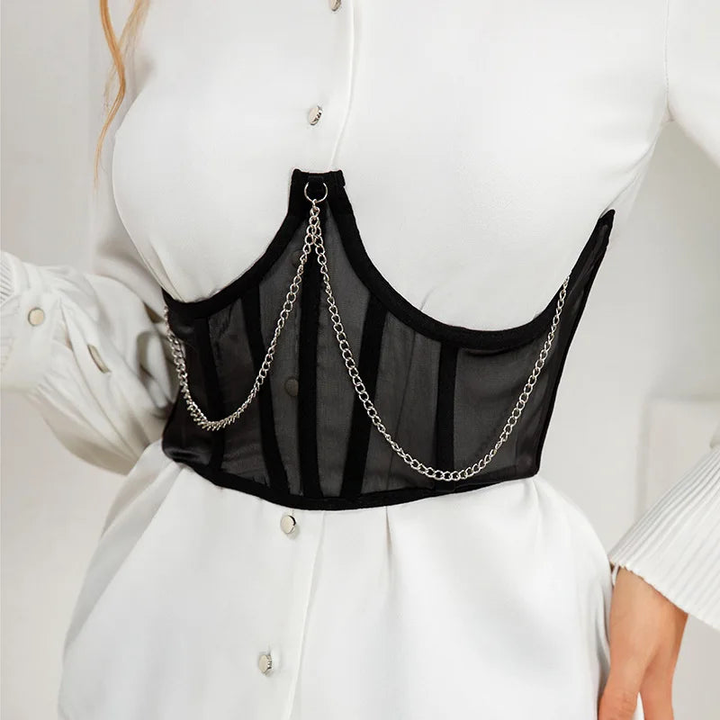Corset Serre-Taille Punk à Chaînes – Bustier Sexy