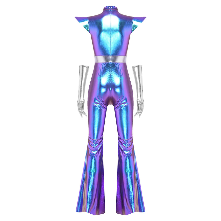 Combinaison Disco Alien Métallisée Femme – vue 4