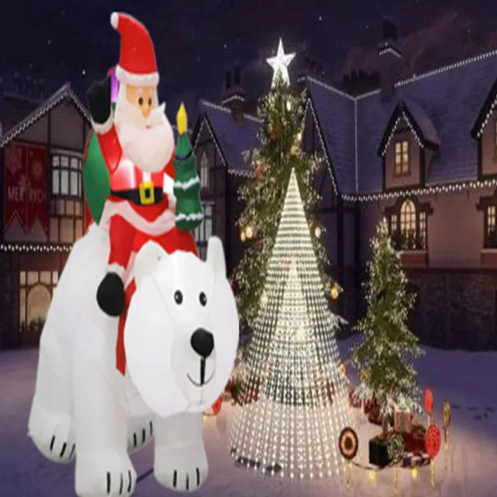 Père Noël sur Ours Polaire Gonflable 2,1 m – Décoration – vue 4