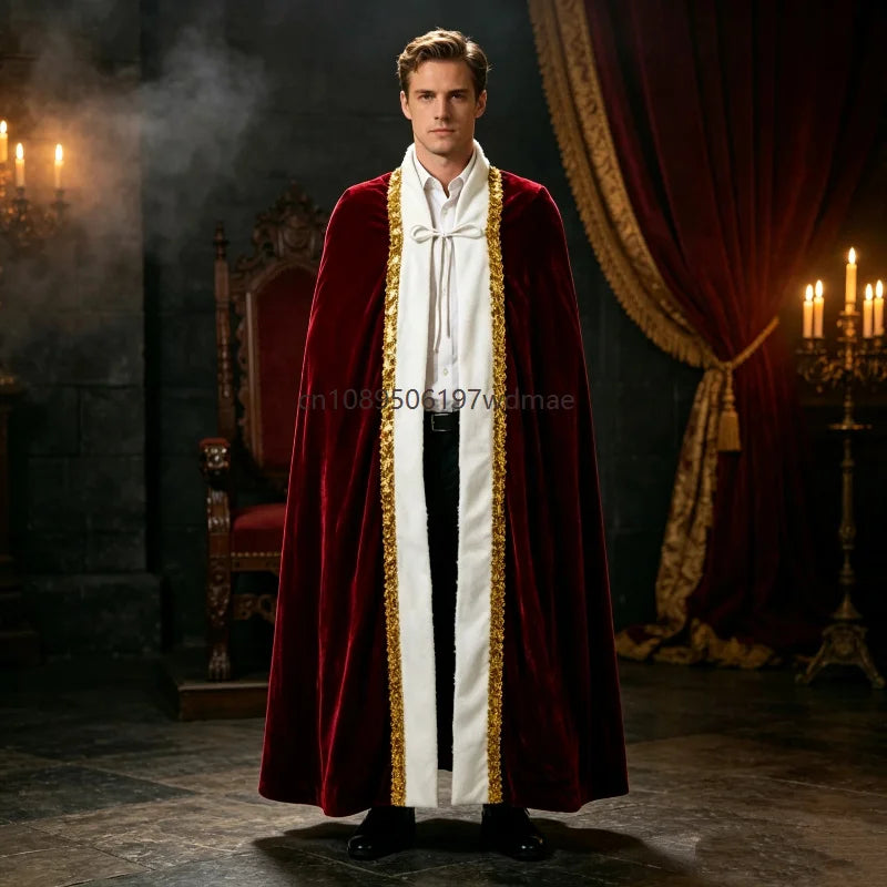 Cape de Roi Médiévale Rouge Bordeaux – Costume Prince Royal