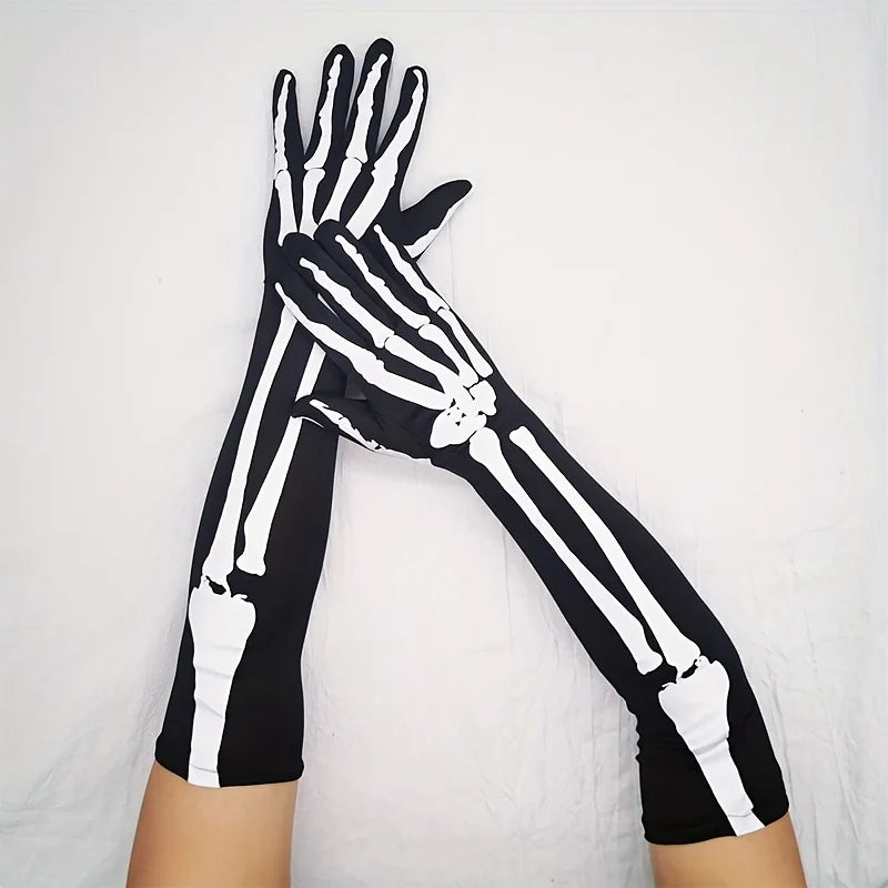 Gants Squelette Longs Élastiques