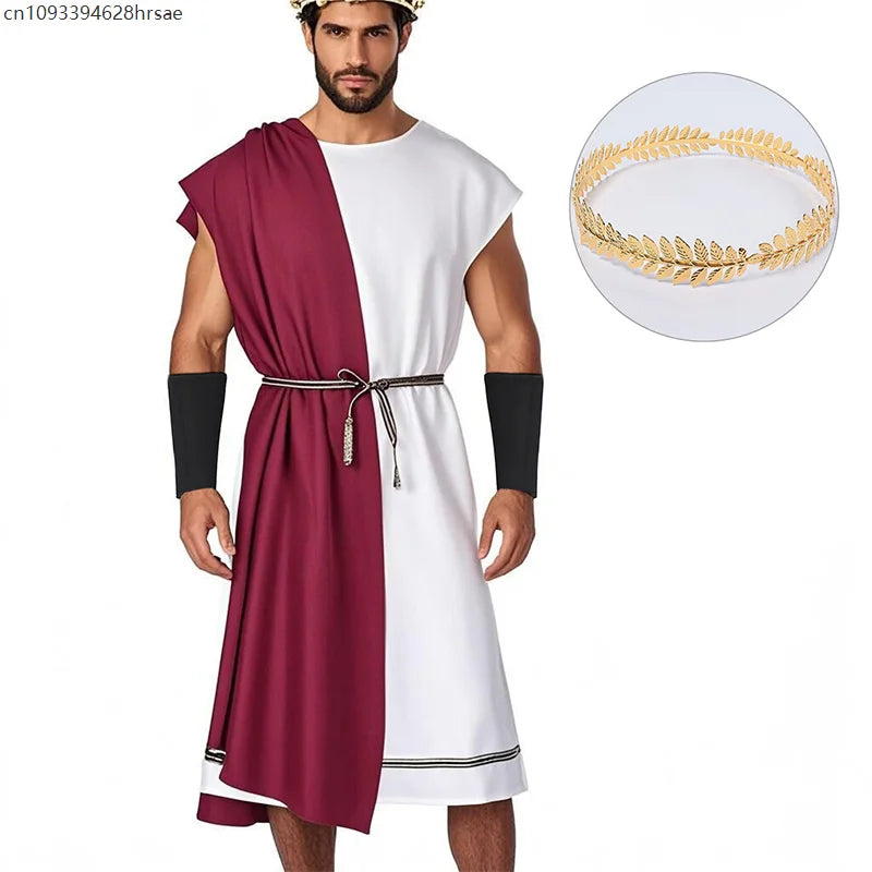 Toge Romaine Bordeaux Homme avec Ceinture et Bandeau – vue 5