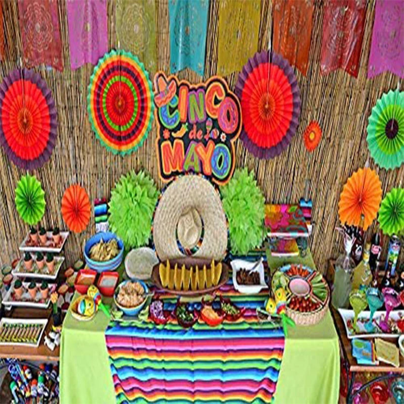 Éventails en Papier Colorés Fiesta Mexicaine - Lot de 12 – vue 6