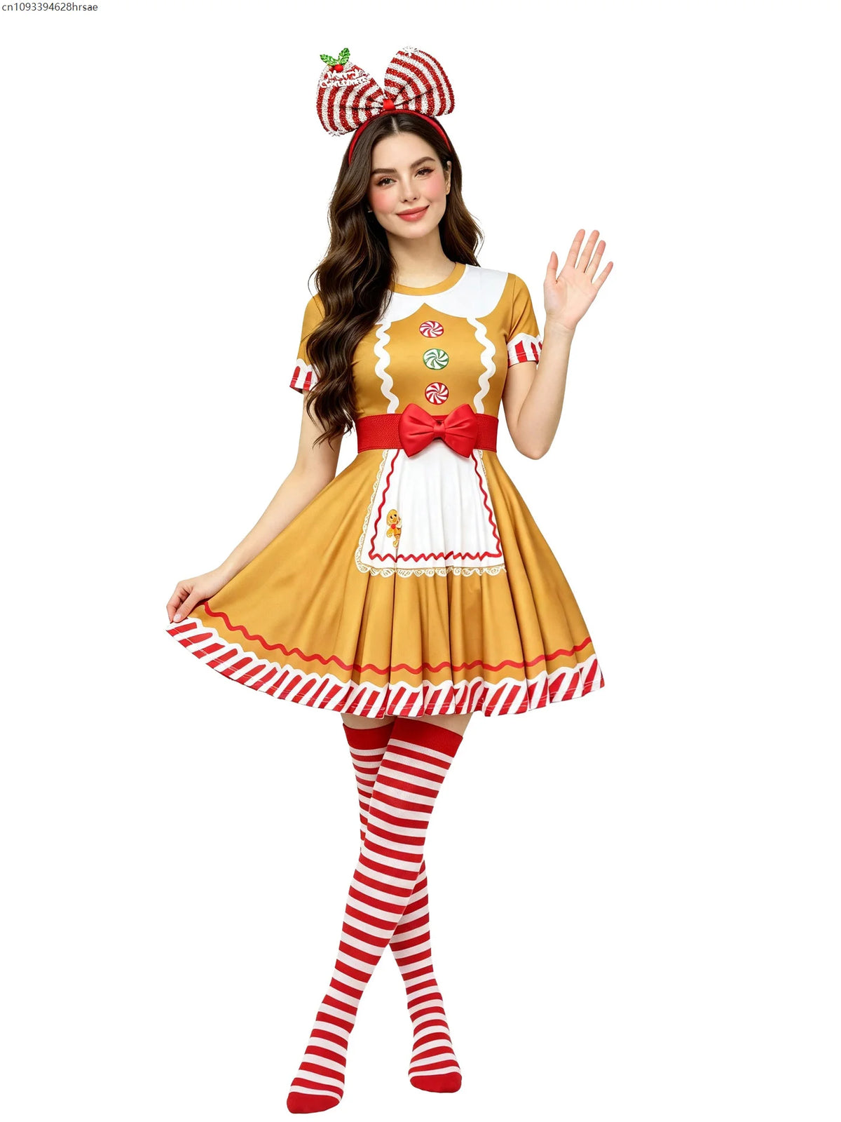 Robe Pain d'Épices Femme avec Serre-Tête et Chaussettes