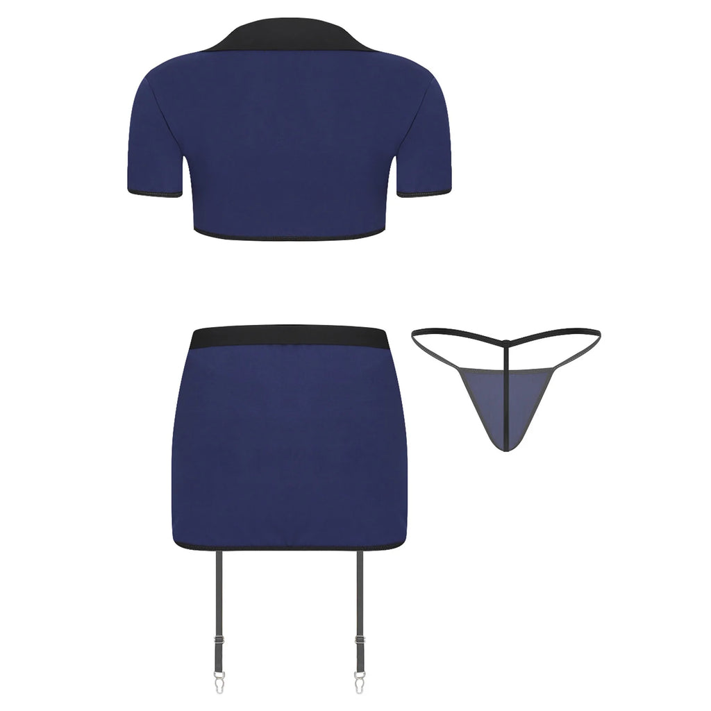 Déguisement Policière Crop Top et Jupe Adulte – vue 4